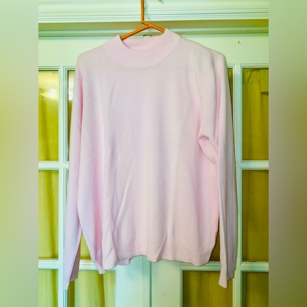 Pink Cowl Neck Sweater with Turtleneck Style
